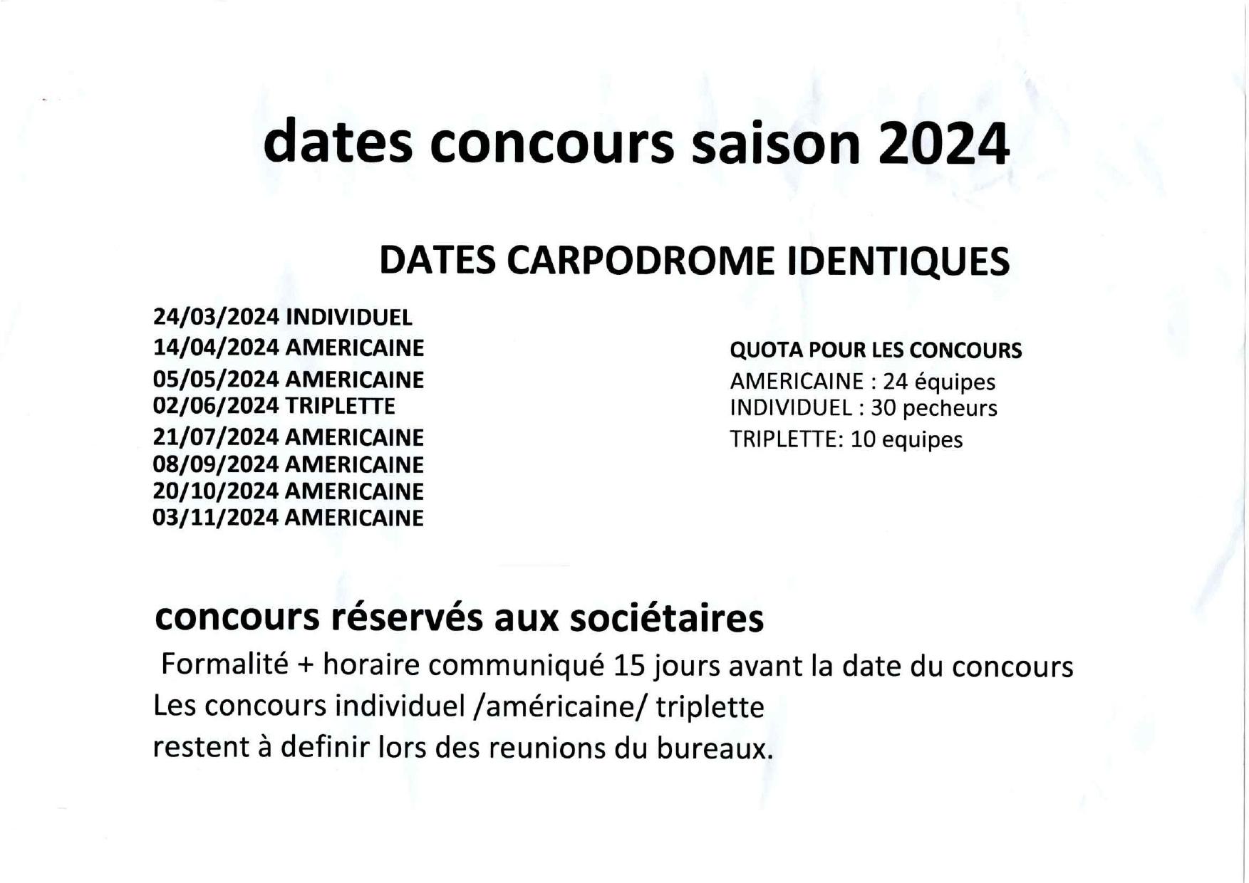 Dates des concours 2024 carpodrome montigny en ostrevent page 2